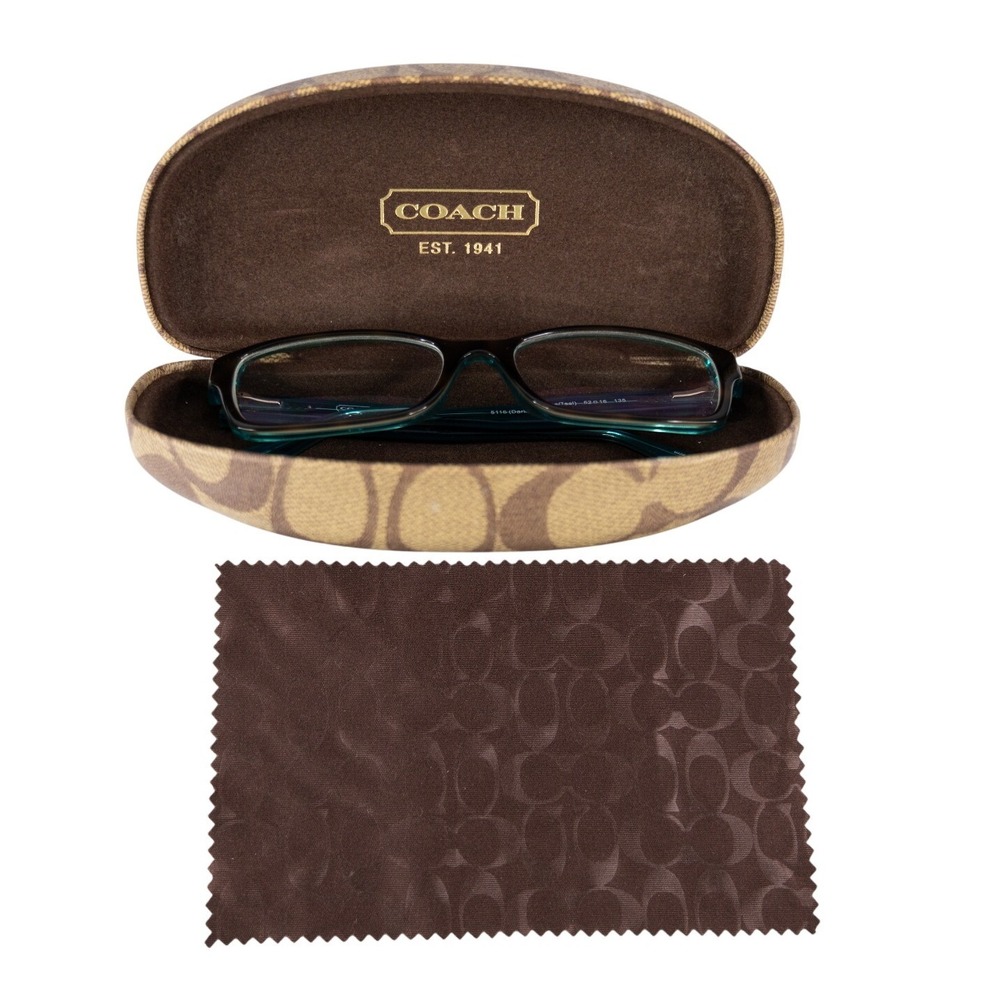 Coach Eyeglasses Frames Case cloth 52 16 135 Dark Tortoise Teal HC 6040 Brooklyn